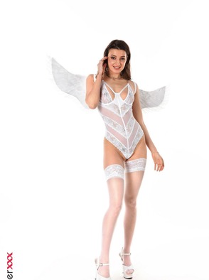 Melena Maria Rya Hot Girl In White Lingerie And Stockings