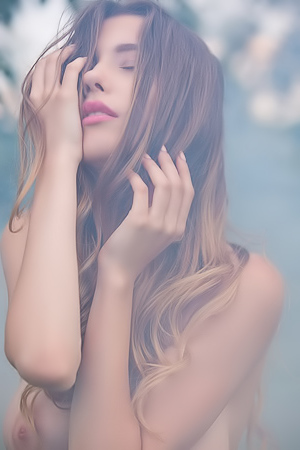 Mila Azul creates a sexy, smoky, naked scene