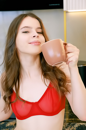 Indiana Russian Brunette Is Delightfully Enticing In Sexy Red Lingerie