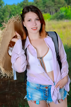 Anna Nikol Teasingly Strips Down Hiking Isolated Forest Path Late Afternoon
